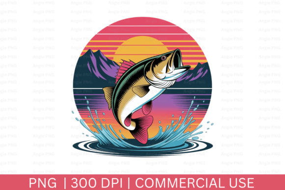 Bass Fish PNG, Father s Day Graphics for Crafts