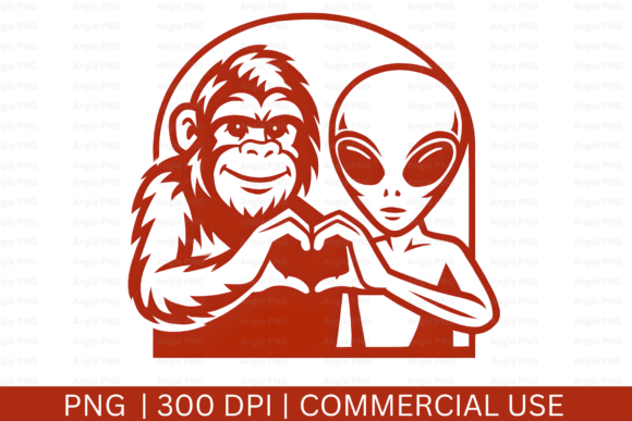 Bigfoot and Alien PNG, Sasquatch PNG for Graphics & Crafts