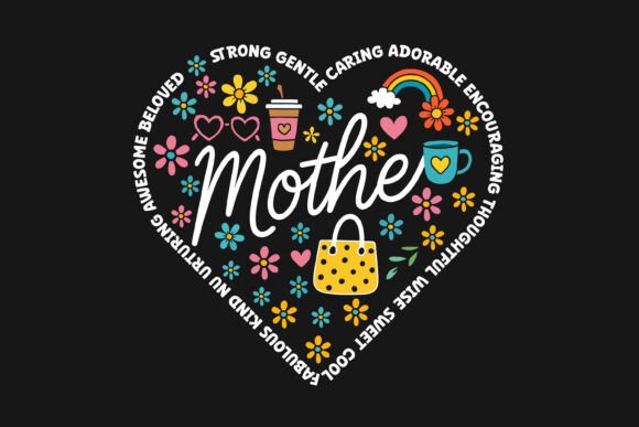 Colorful Heart Mother Word Art Review