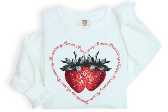 Heart Bow Strawberry Season Png, Summer Graphics for Crafts