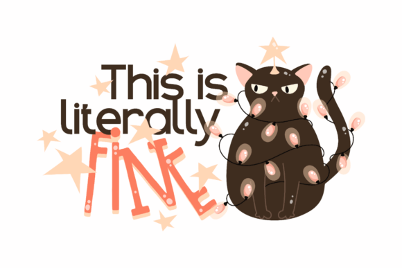Literally Fine, Cat with Christmas Lights Review