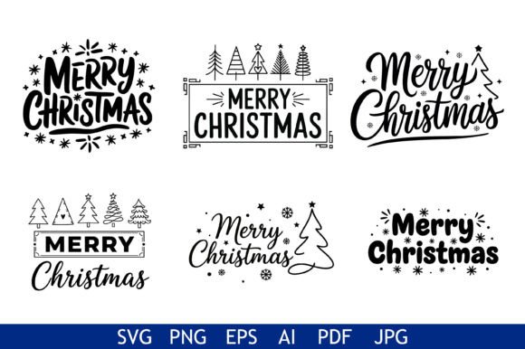 Merry Christmas Typography Design Bundle for Graphics and Crafts