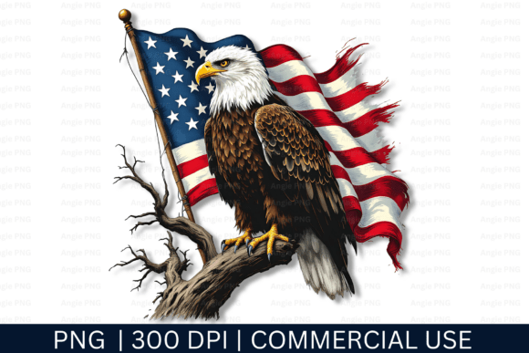 Patriotic Eagle, Bald Eagle, USA Flag Graphics for Crafts