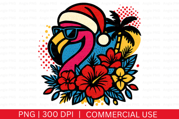 Retro Christmas Flamingo PNG: Graphics for Crafts & Branding