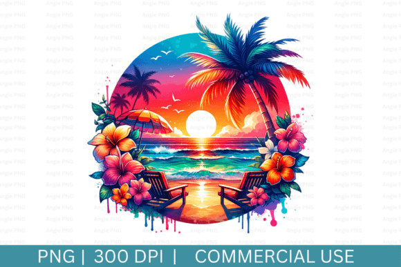 Summer, Watercolor Tropical Beach PNG: A Designer's Review